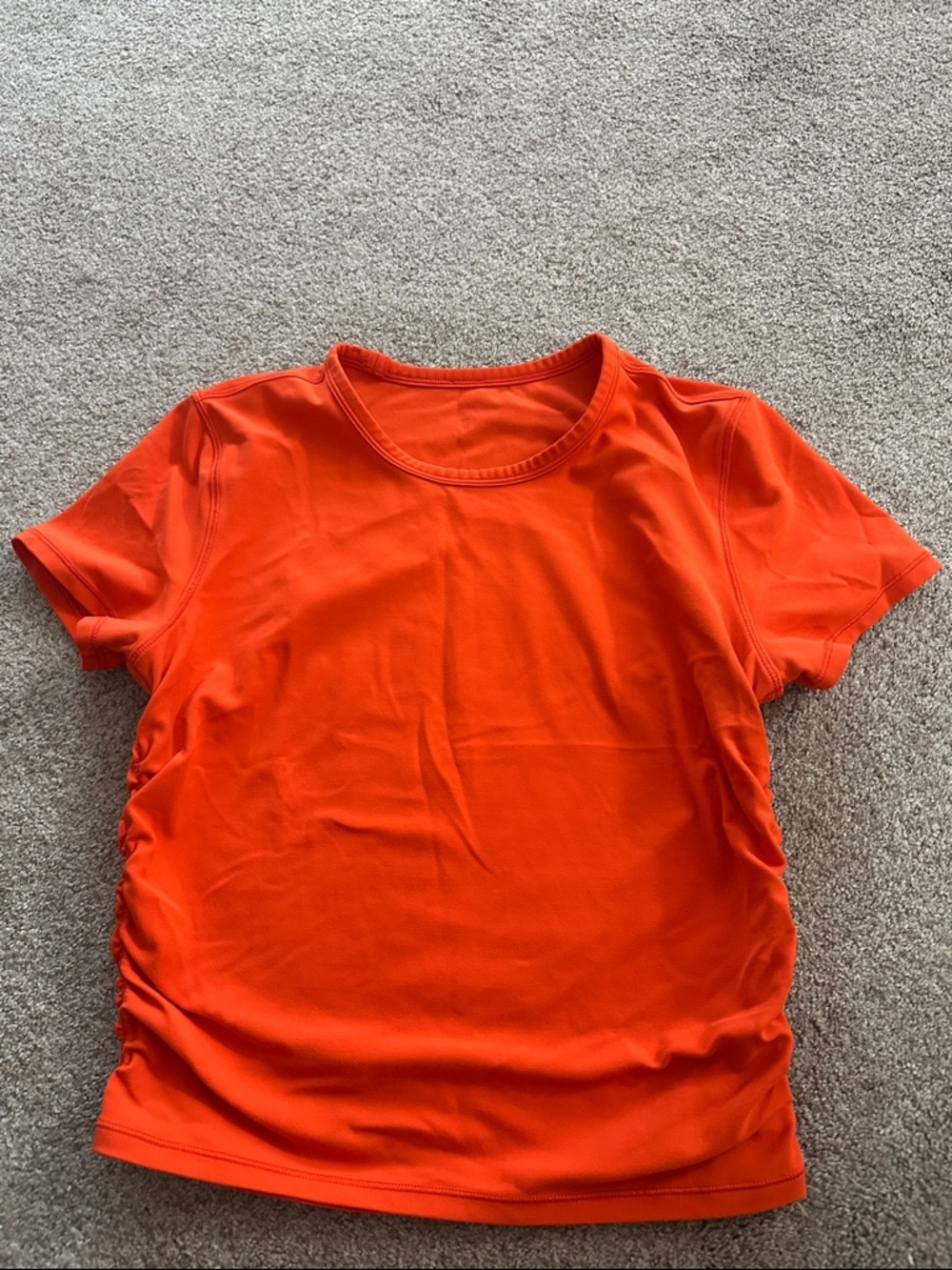 Lululemon Women’s Short Sleeve Ruched Side Top - Orange size 8